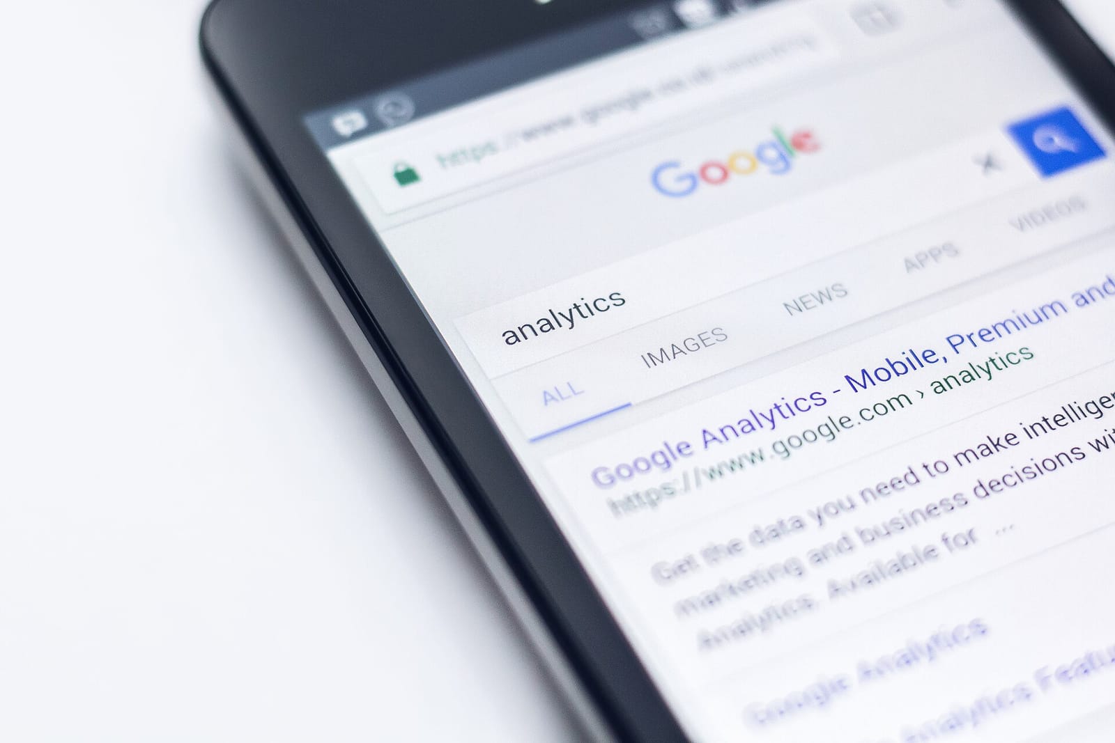 A smartphone showing a Google search results page