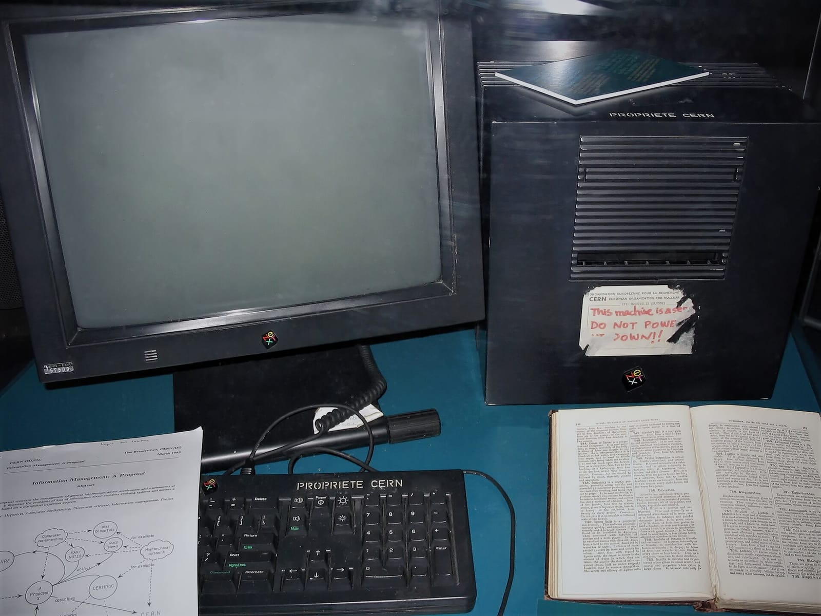 The NeXT computer Tim Berners-Lee used as the first web server, on display at CERN