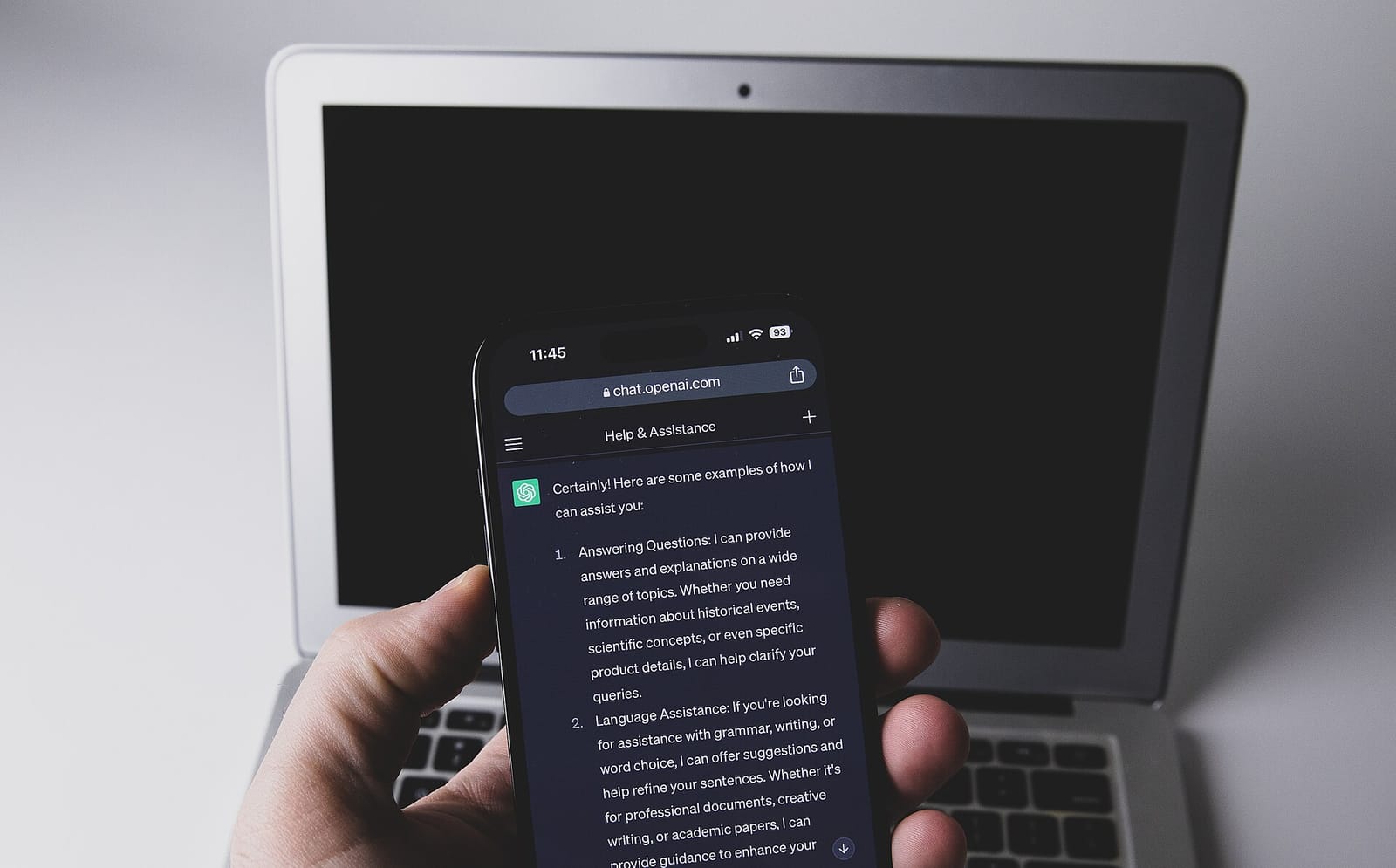 Smartphone showing the ChatGPT app