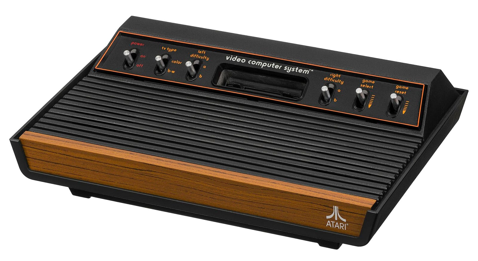 An Atari 2600 video game console with its joystick